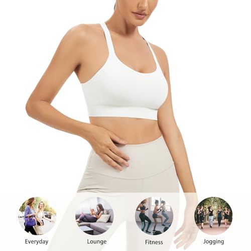 Comfyin Women's Racerback Sports Bra Small White Unpadded Workout Yoga Gym