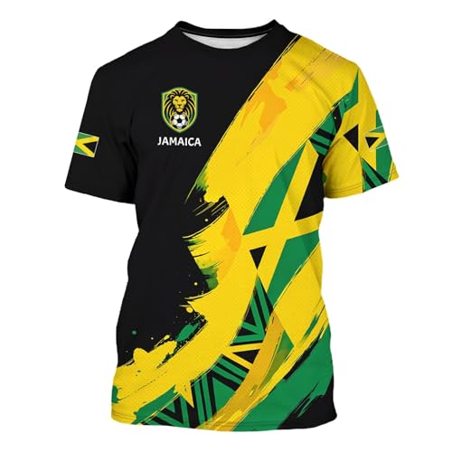 BJU Men’s & Women’s Jamaica Yellow Soccer Jersey Large National Sports Football Top