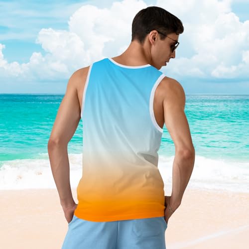 Men's Summer Beach Tank Top - American Flag Print - Medium