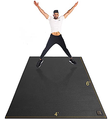 Large Non-Slip Exercise Mat 6'x4' for Home Gym - Black Real