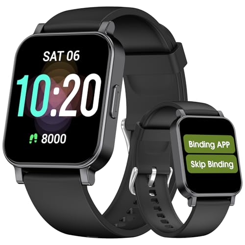 DAVIKO Senior Waterproof Smart Watch with Pedometer - No App, No Phone, Black