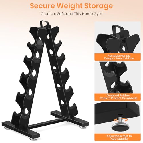 5-Tier Dumbbell Rack for Home Gym - Black A-Frame Stand Only