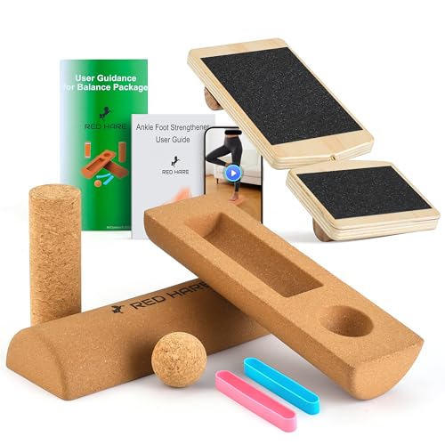 Foot & Ankle Strength Training Set – Cork Balance Board with Bars - 2 Variants