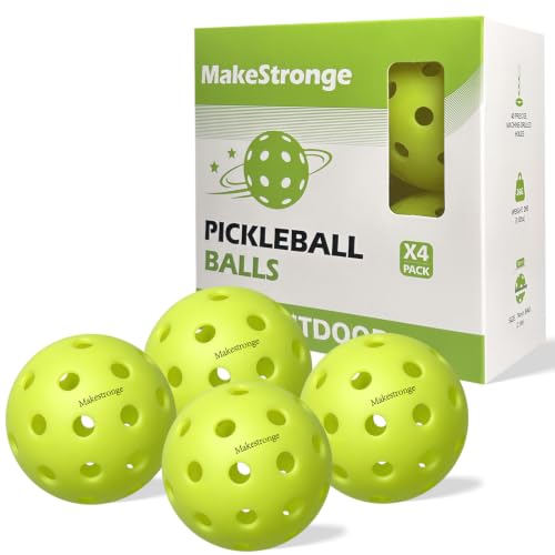 Outdoor Pickleball Balls - High Visibility 4 Pack, Green
