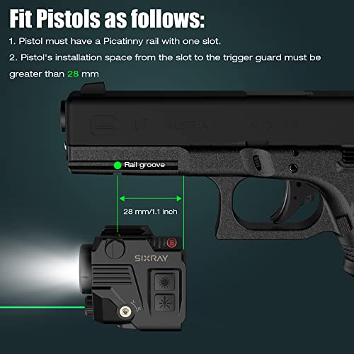 Pistol Light Laser Sight Gun Light 420 Lumens LED Picatinny Weaver Rail with Magnetic Charging Quick Release Strobe Function Laser Light Combo for Airsoft Handguns Pistol Rifle