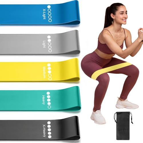 5-Piece Resistance Loop Exercise Band Set - Natural Latex Multicolor