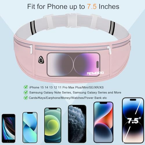 RDMODO Running Belt Fanny Pack for Women 02-Pink, Water-Resistant Waist Pack