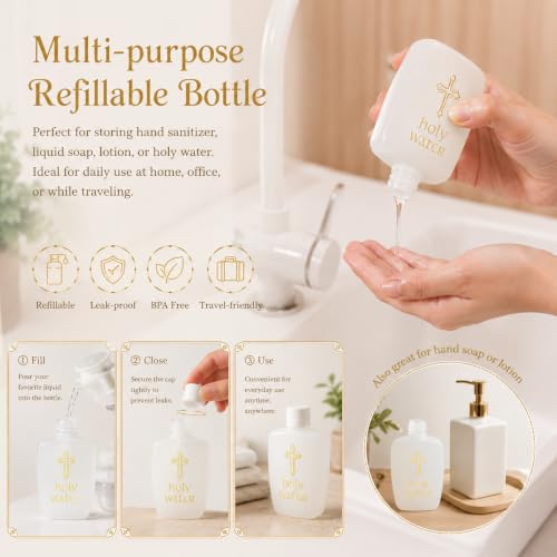 60 Pcs 2oz Holy Water Bottles Bulk Plastic Containers for Religious Use