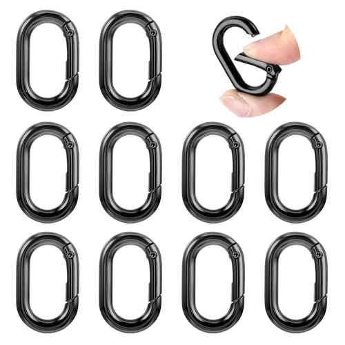 10Pcs Mini Carabiner Clips - Heavy Duty Black Spring Snap Hooks