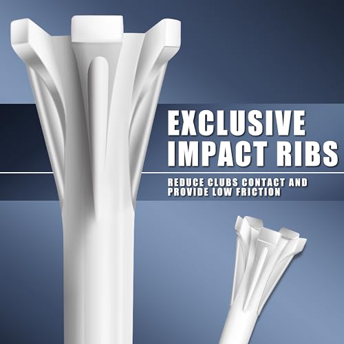 CHAMPKEY White 3-1/4 Inch Golf Tees 100 Pack - Longer Distance & Stability