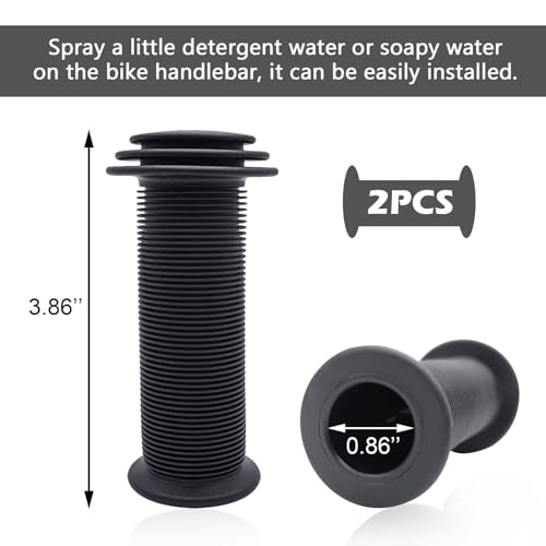 Non-Slip Soft Rubber Bike Handlebar Grips - Black, 2pcs