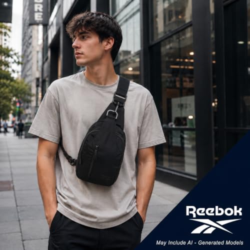 Reebok Compact Crossbody Sling Bag for Men & Women - Berry Black, One Size