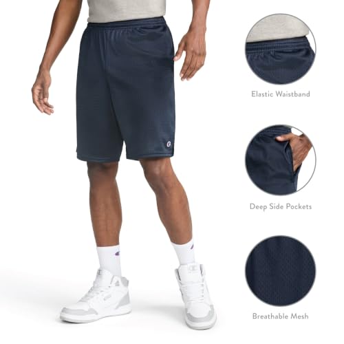 Champion Men's Mesh Gym Shorts Large Tall Navy with C Patch Logo