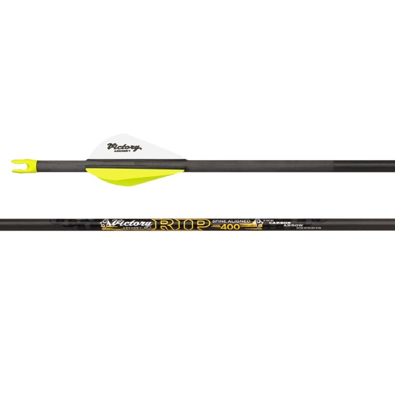 Victory Archery RIP 0.204" Small Diameter Hunting Arrow (Spine: 250, 6 Pack Fletched, Straightness ± 0.001 - Elite - Yellow)