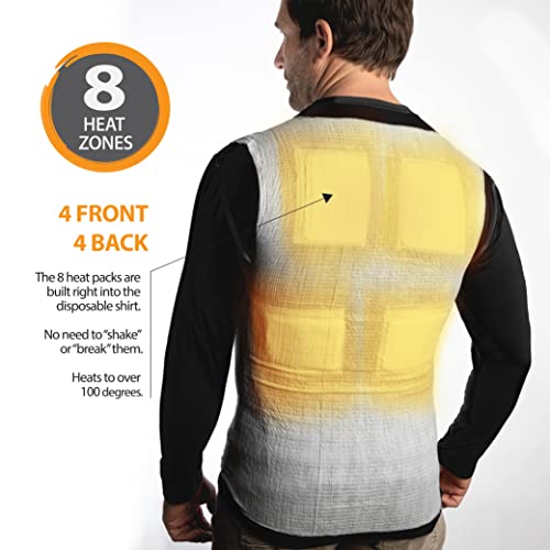 Medium White Heated Vest Shirt with 8 Heat Packs - Compression Body Warmer