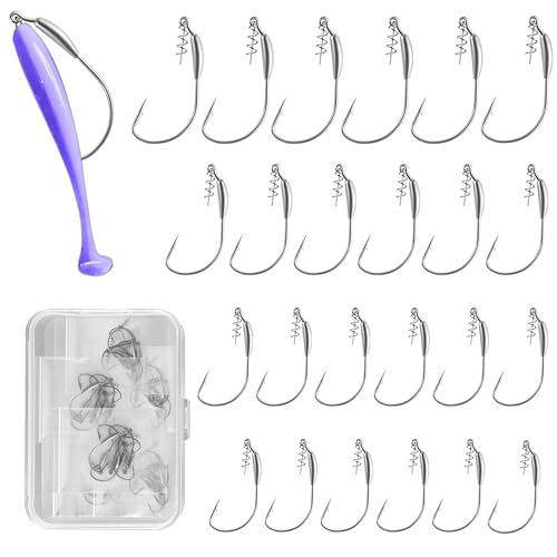 24Pcs EWG Weighted Fishing Hooks Set with Box - Multiple Sizes