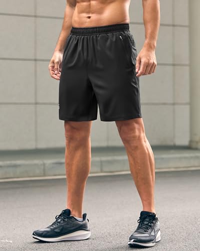Men's Athletic Running Shorts with 2 Zipper Pockets - Quick Dry & Lightweight