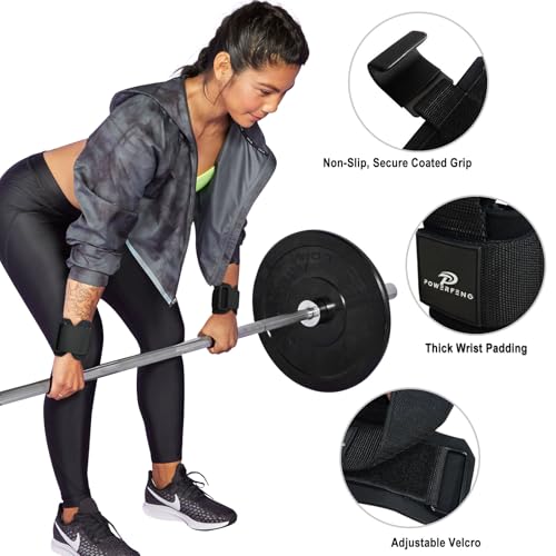 Weight Lifting Hooks with Wrist Straps - Black