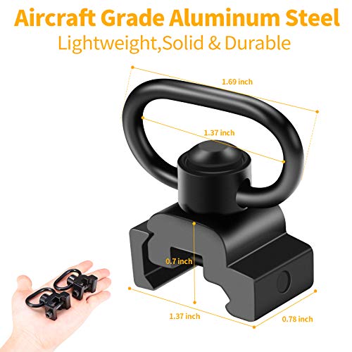 360° Rotation Picatinny Sling Swivel Mount with QD Button - Black