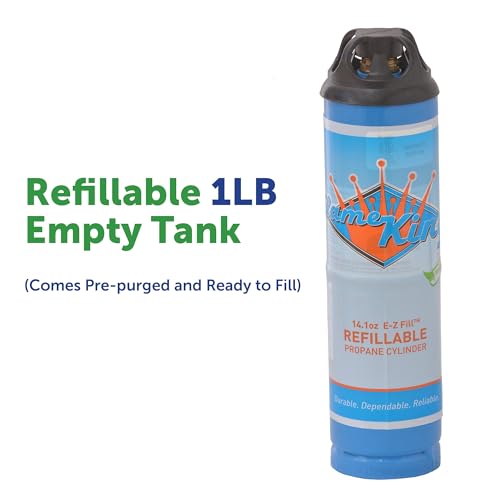 Flame King 1LB Steel Blue Refillable Propane Cylinder Tank for Welding & Grilling