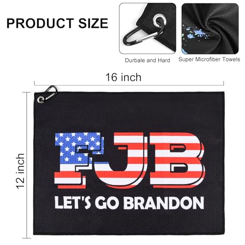 Microfiber Golf Towel - 16x12 Inch Waffle Weave with Hook - Let's Go Brandon