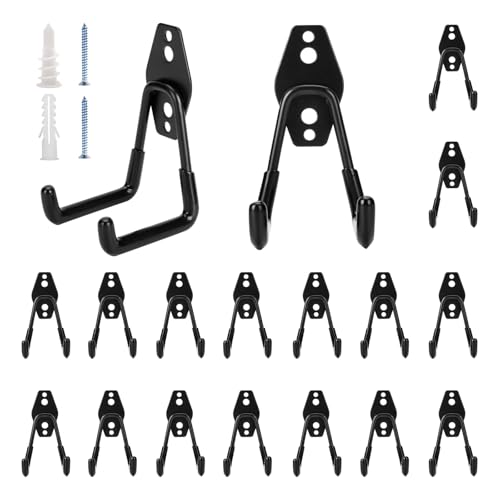 18 Pack Garage Hooks Heavy Duty - Supports 100 lbs, Utility Steel Garage Hanger & Organizer for Organizing Garden Lawn Tools, Ladders, Garden Hose, Digging Shovel, Bikes, Ropes