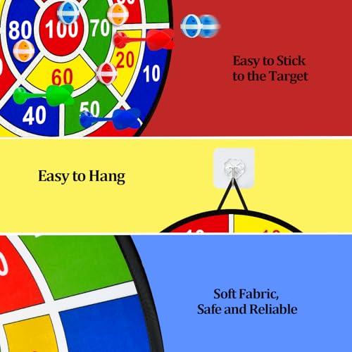 Large Sticky Dart Board for Kids - 29 Inch with 12 Balls & Darts