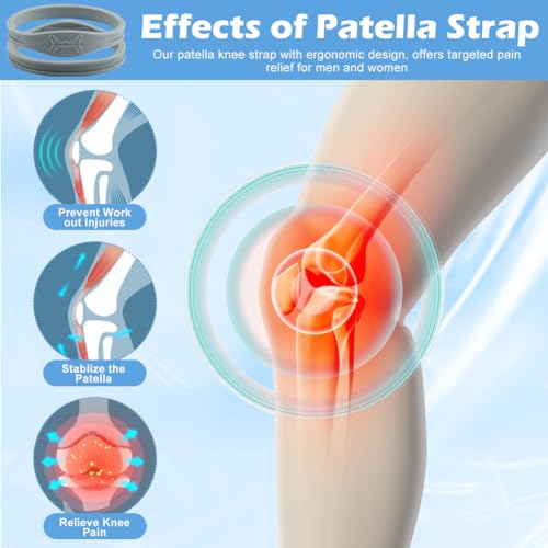 Knee Support Strap for Pain Relief - 2 Pack, Silicone, Adjustable