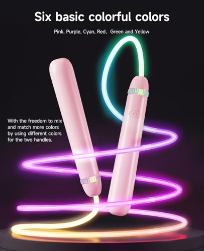 LED Light Up Jump Rope - Pink, Rechargeable, 7 Color Modes