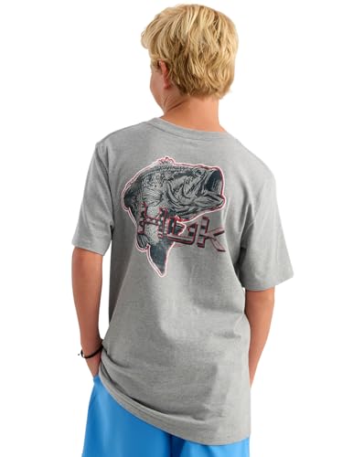 HUK Kids Kc Americana Sharkskin Heather Short Sleeve Performance T-Shirt - Medium