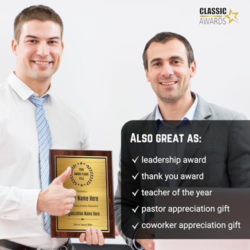 Personalized Achievement Award Plaque - UV Print Gold/Black Plate 7" X 9"