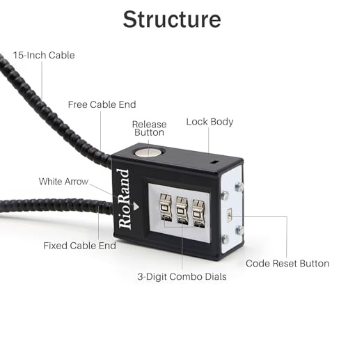 15-Inch Keyless Combination Gun Cable Lock with Reset Screwdriver - Onyx