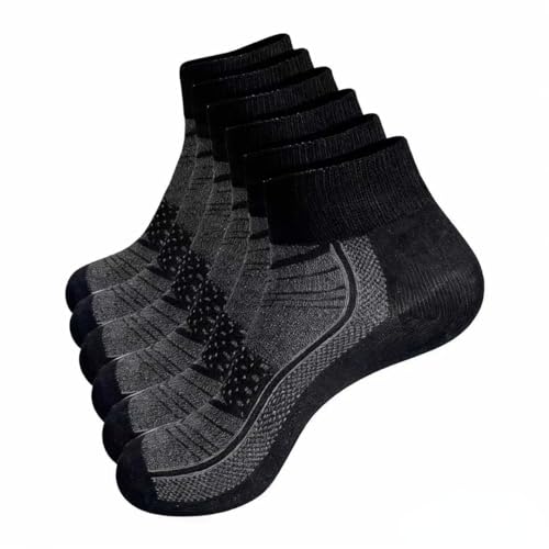6 Pack Low Cut Athletic Ankle Socks for Men and Women - Black