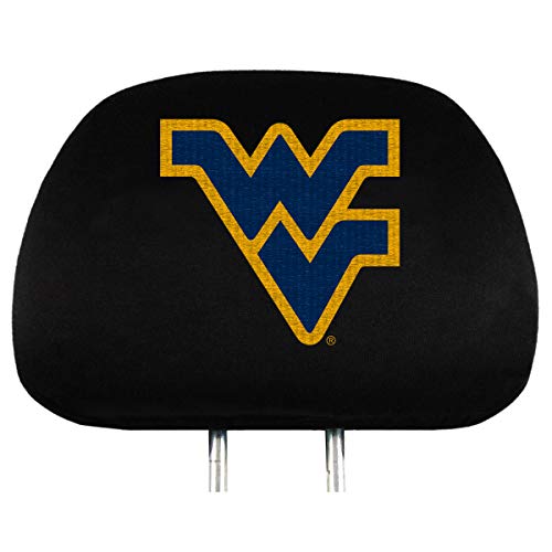 NCAA Head Rest Covers - Black with West Virginia Mountaineers Logo, 2-Pack