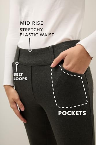 Rekucci Women's Black Secret Figure Pull-On Wide Leg Dress Pants - Regular/Petite/Tall Fit