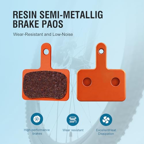 High-Performance Bike Brake Pads - 4 Pairs, Resin & Semi-Metallic - Orange