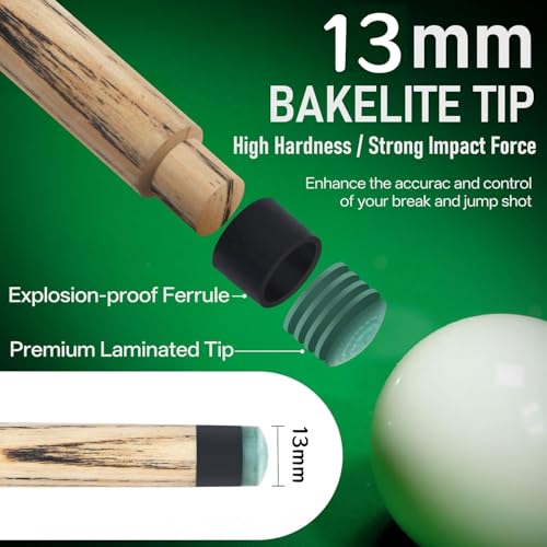 Kmise Carbon Fiber Break Cue 57 Inch, 21oz Low Deflection Billiard Stick, Silver