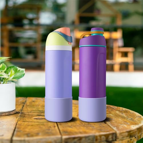 Silicone Water Bottle Boot - Anti-Slip Protector for Owala 24oz - Purple