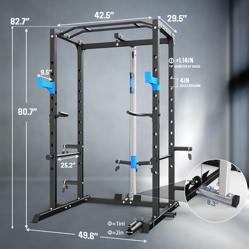 Multi-Functional Power Cage with Pulley System - Blue