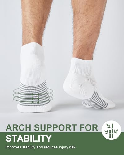 Mens Ankle Socks 8 Pairs Bamboo Running Socks Large Black & White
