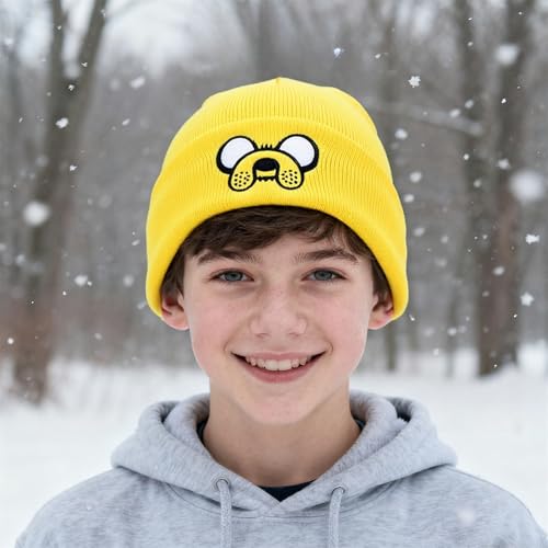 Yellow Beanie for Men and Women - Embroidered Winter Skull Cap