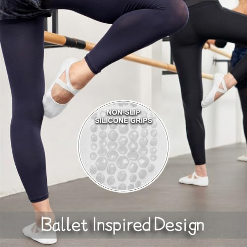 Diu Life Large-X-Large White Pilates Socks with Grips - Non Slip Yoga & Dance Socks (3 Pack)