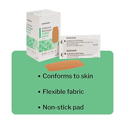 Sterile Fabric Adhesive Bandages - 2x4 Inch, 50 Count