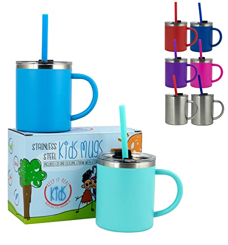 Real Deal Steel Kids Mug Set - Ocean Blue, BPA-Free, Double Wall Insulated