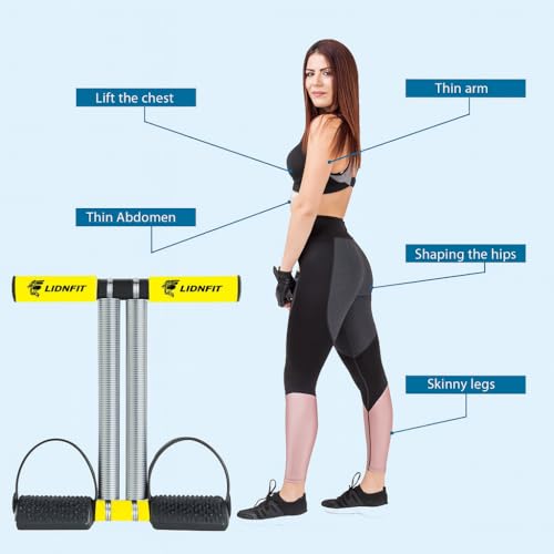 Double Spring Tummy Trimmer with Adjustable Hand Gripper - Yellow