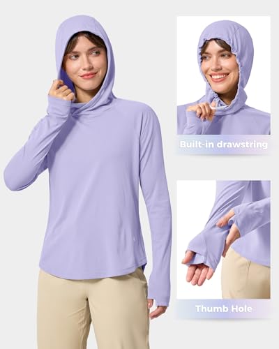 Women's Sun Hoodie UPF 50+ Long Sleeve Lightweight Shirt - Medium Purple