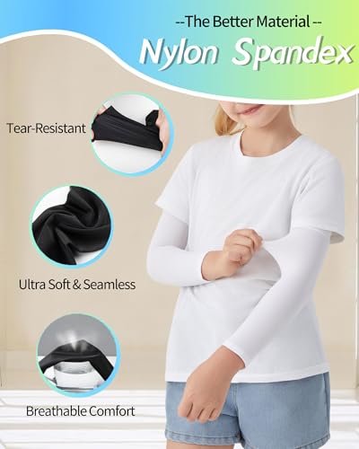 Kids & Teens Arm Sleeves - Cooling UV Sun Protection - Black