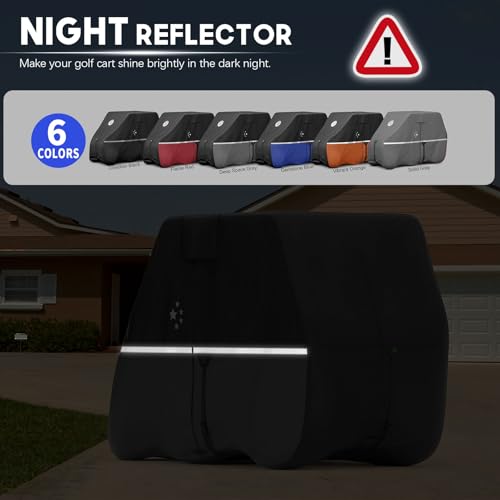 Heavy Duty Golf Cart Cover - Waterproof, Windproof for 2+2/4 Passengers - Black Gray