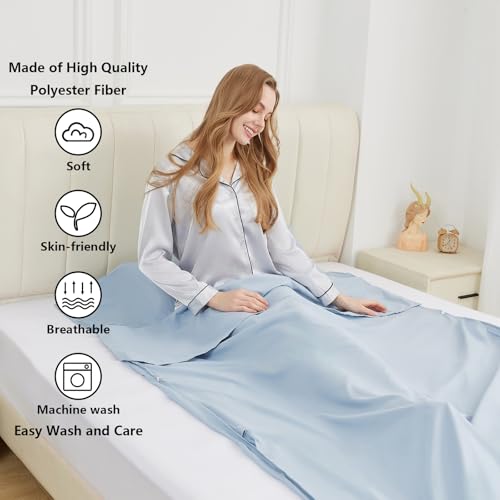 RHINSBENF Blue 47.2 x 82.7 Inch Ultralight Travel Sleeping Bag Liner