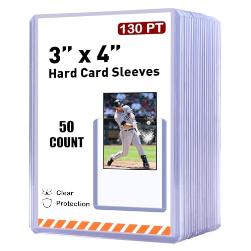 130PT 50 Count Hard Card Sleeves - 3 x 4 Inch Rigid Card Protectors, Variant: 130PT 50ct